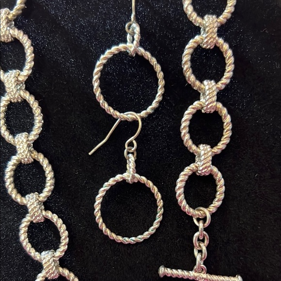 Ralph Lauren Silver-Tone stamped Necklace, Earrings & Bracelet Set (3 Pc) $125 - Picture 2 of 4